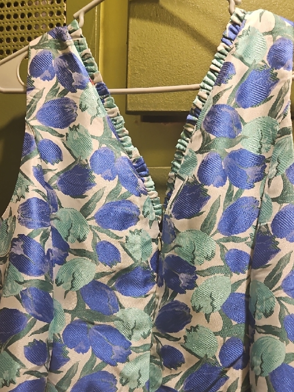 Adrianna Papell Blue and Mint Floral Ruffle Dress - Picture 5 of 6